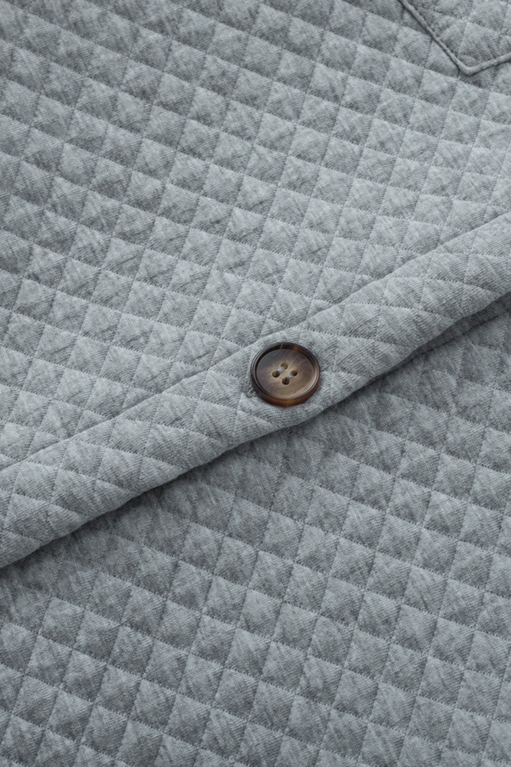 Gray Lattice Texture Retro Flap Pocket Button Shacket