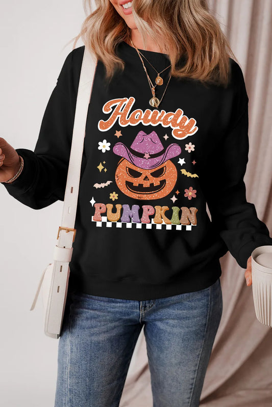 Jack-O'-Lantern Round Neck Long Sleeve Sweatshirt