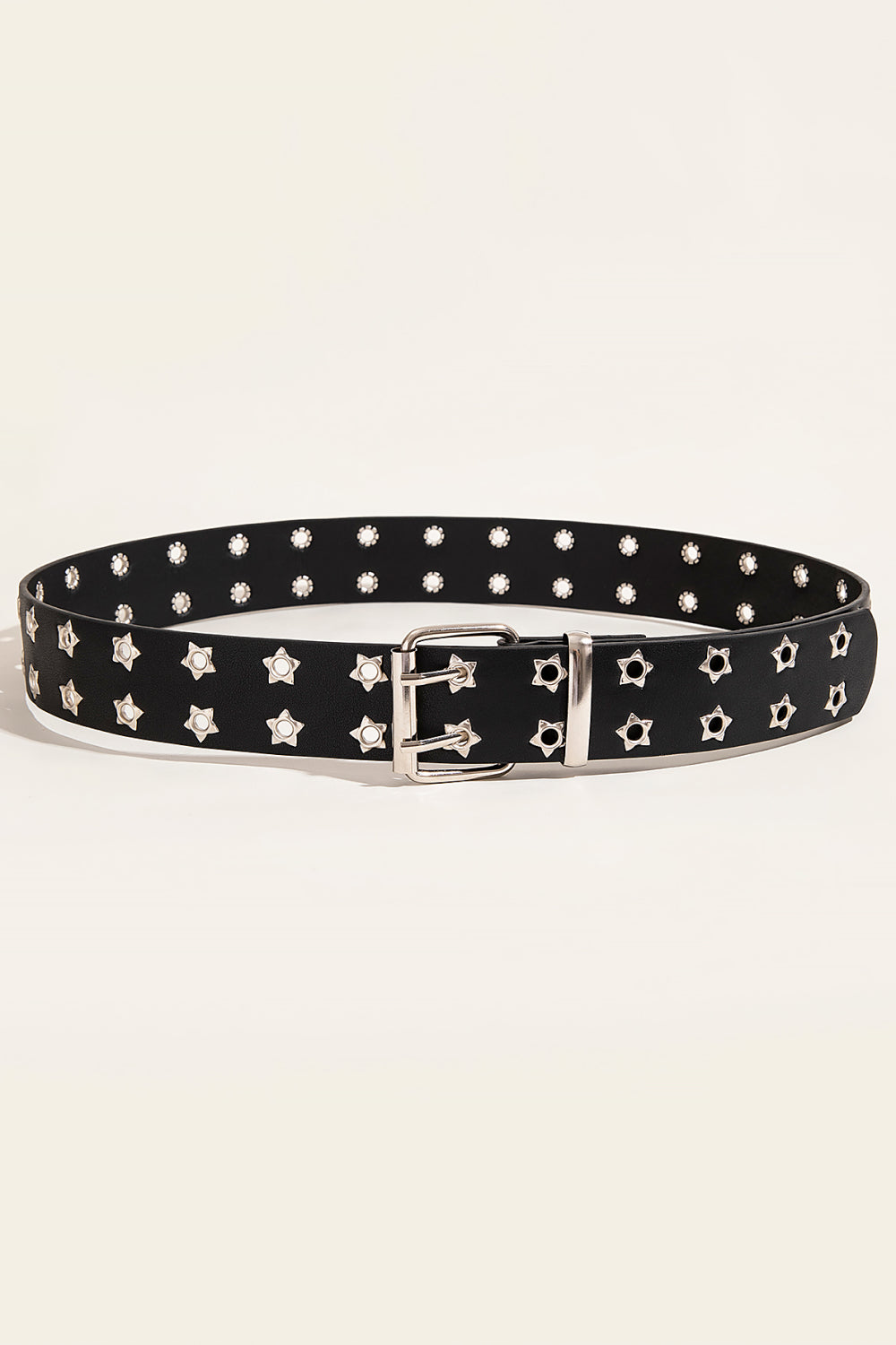 Double Row Star Grommet PU Leather Belt