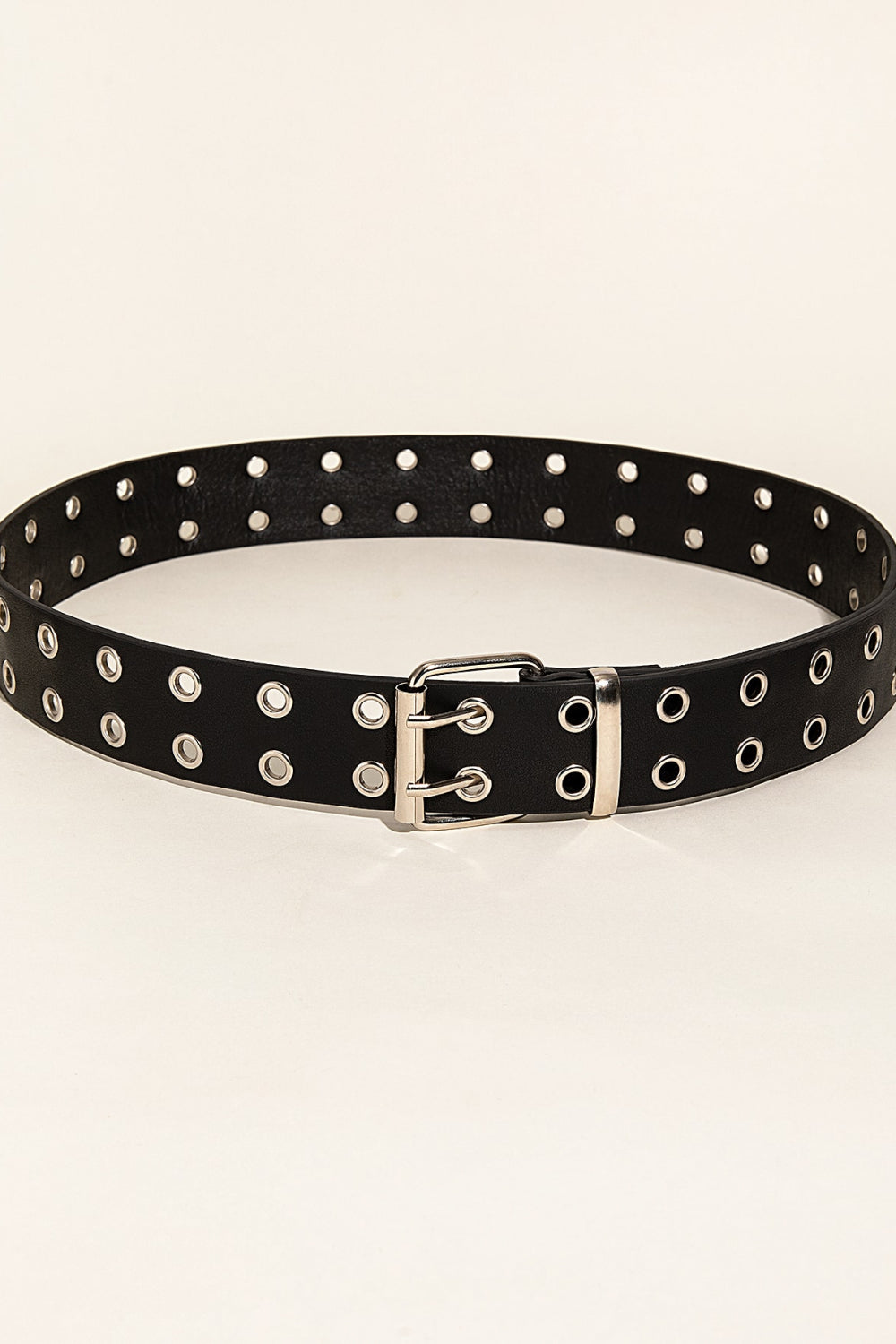 Double Row Grommet PU Leather Belt