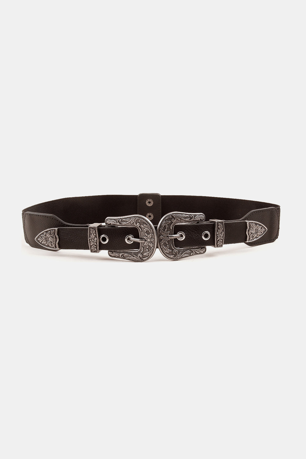 Symmetrical Zinc Alloy Buckle PU Leather Belt