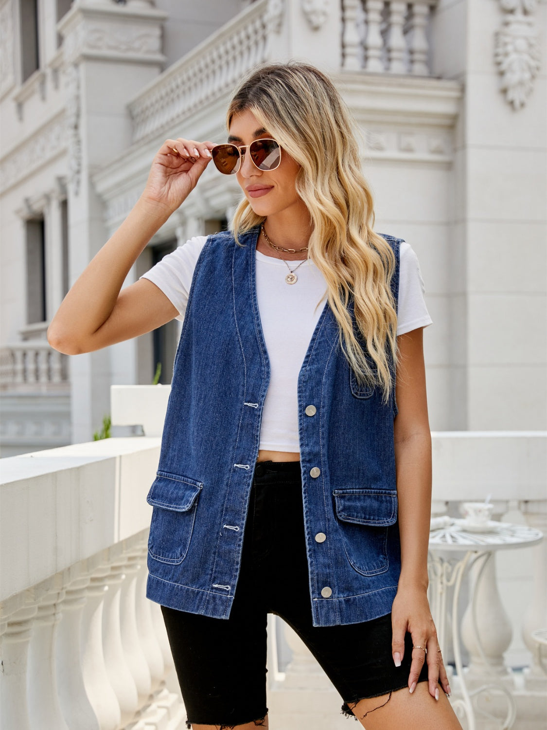 Button Down Denim Vest