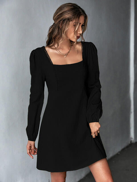 Square Neck Puff Sleeve Mini Dress