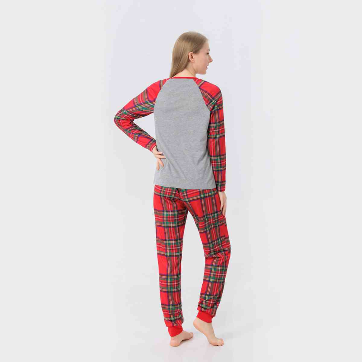 Women MERRY CHRISTMAS Graphic Top and Plaid Pants Set